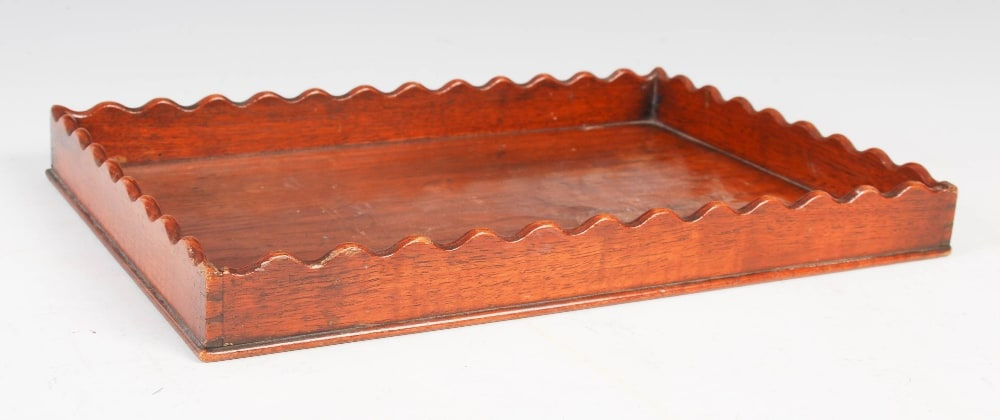 Mahogany Tray with Scalloped Detail, 19th Century