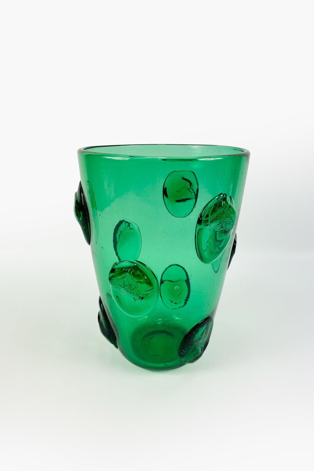 1960s Italian Green Empoli Glass Vase