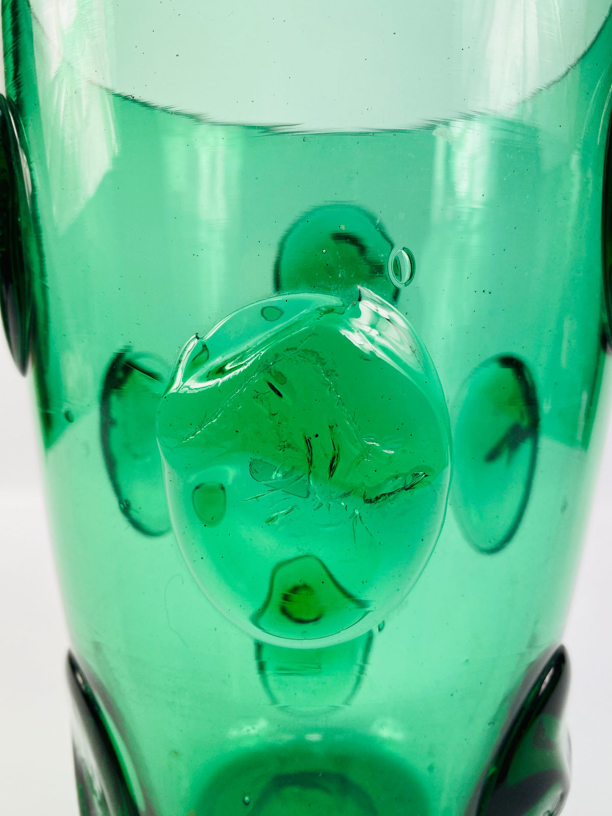 1960s Italian Green Empoli Glass Vase