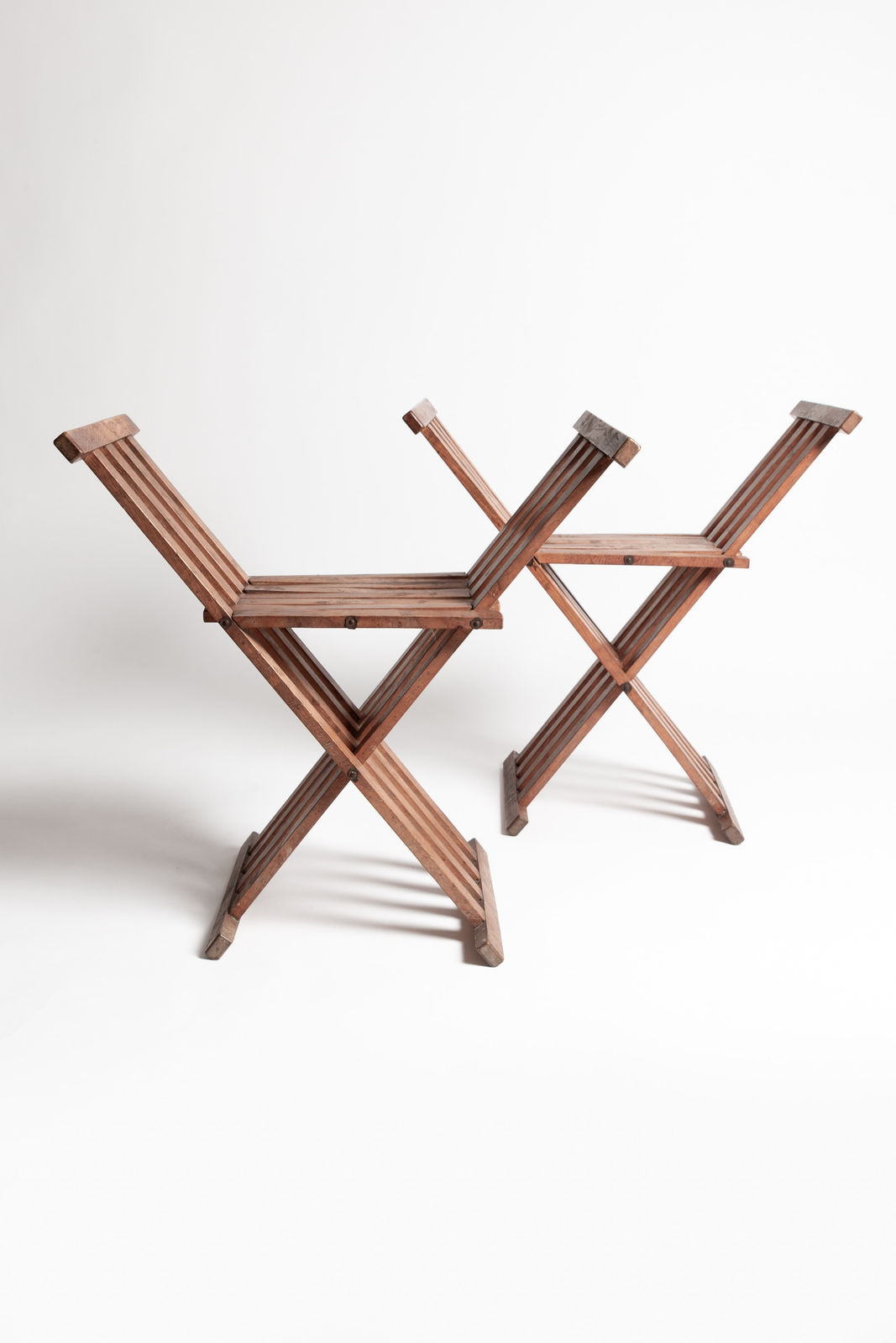 Liberty & co., Pair of Arts & Crafts X-Frame Stools attrib. Liberty & co.