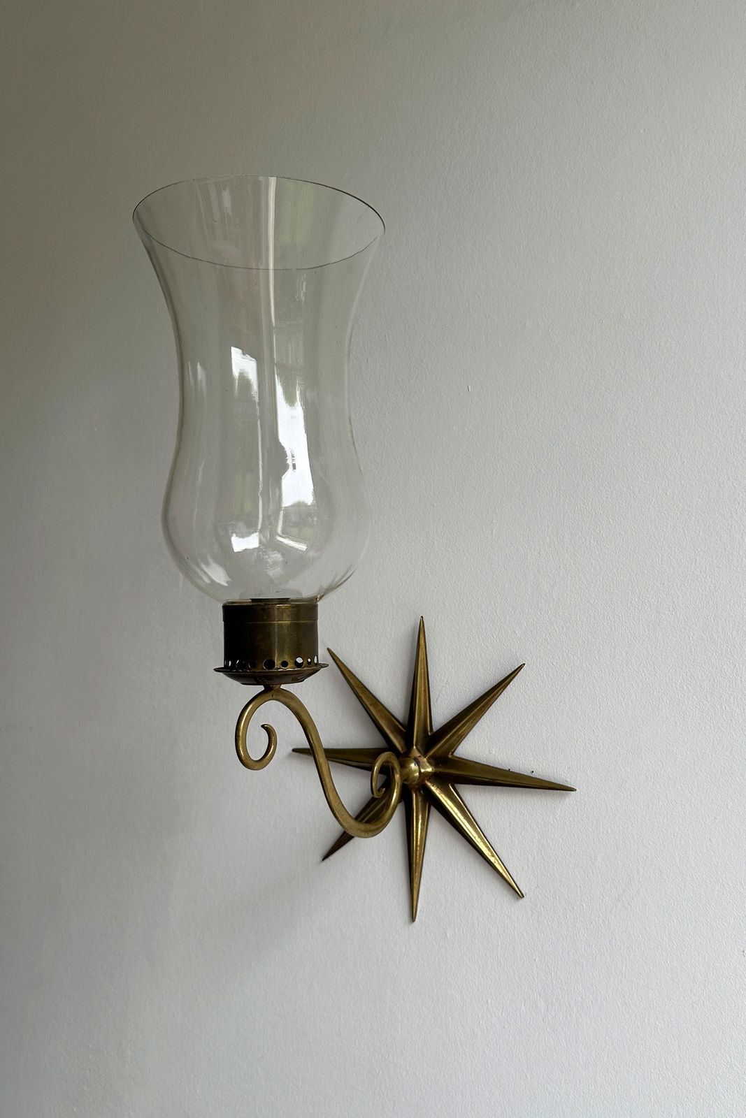 Pair of French Brass Hurricane Sconces, 1950s