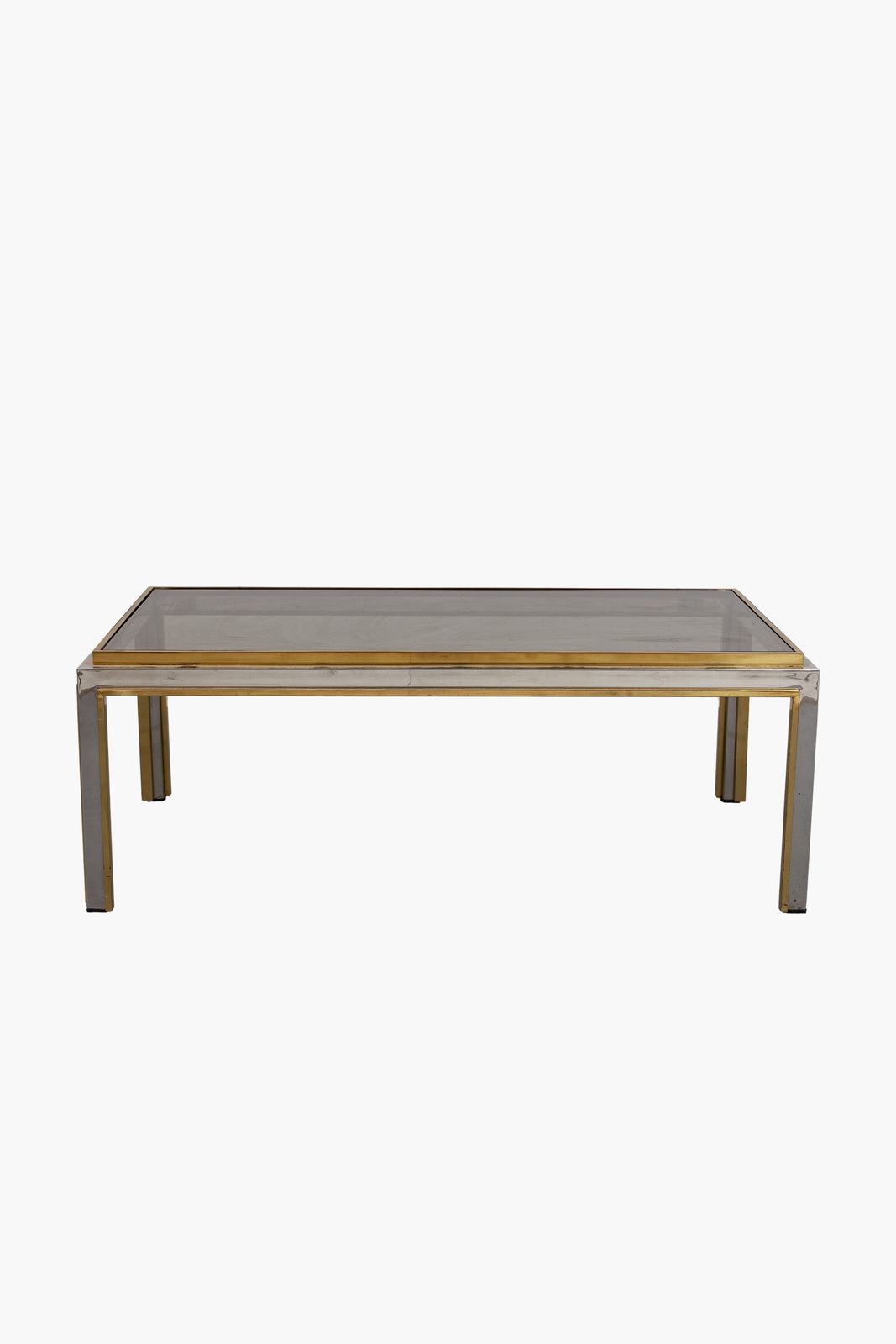 1970s Chrome and Brass Coffee Table by Romeo Rega