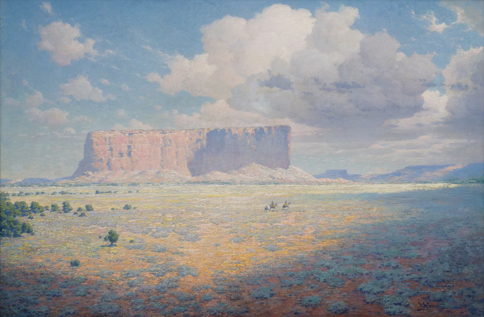 W(illiam) R. Leigh, New Mexico Landscape with Two Riders, d. 1911