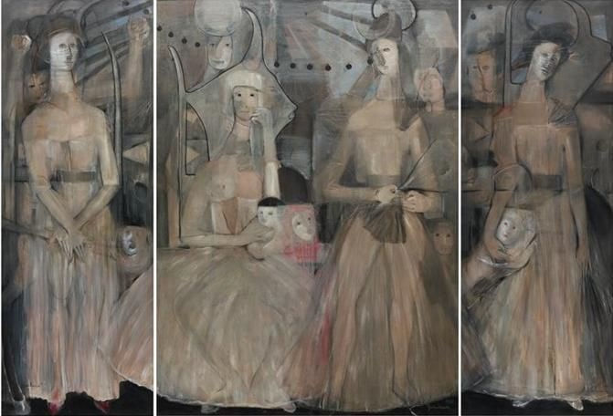Agustin Fernandez, La Familia Triptych, 1953-2001