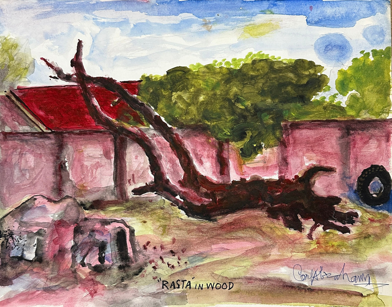 Carl Abrahams, Rasta in Wood, N.D.