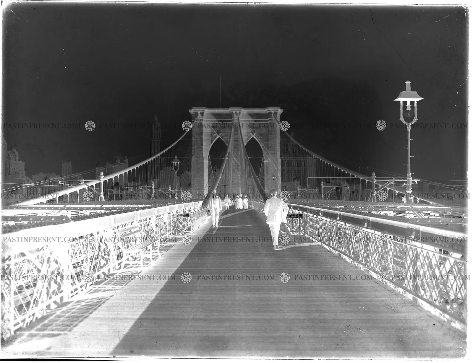 “Spitting Prohibited” Signs NYC Brooklyn Bridge Walking Promenade, c.1910's