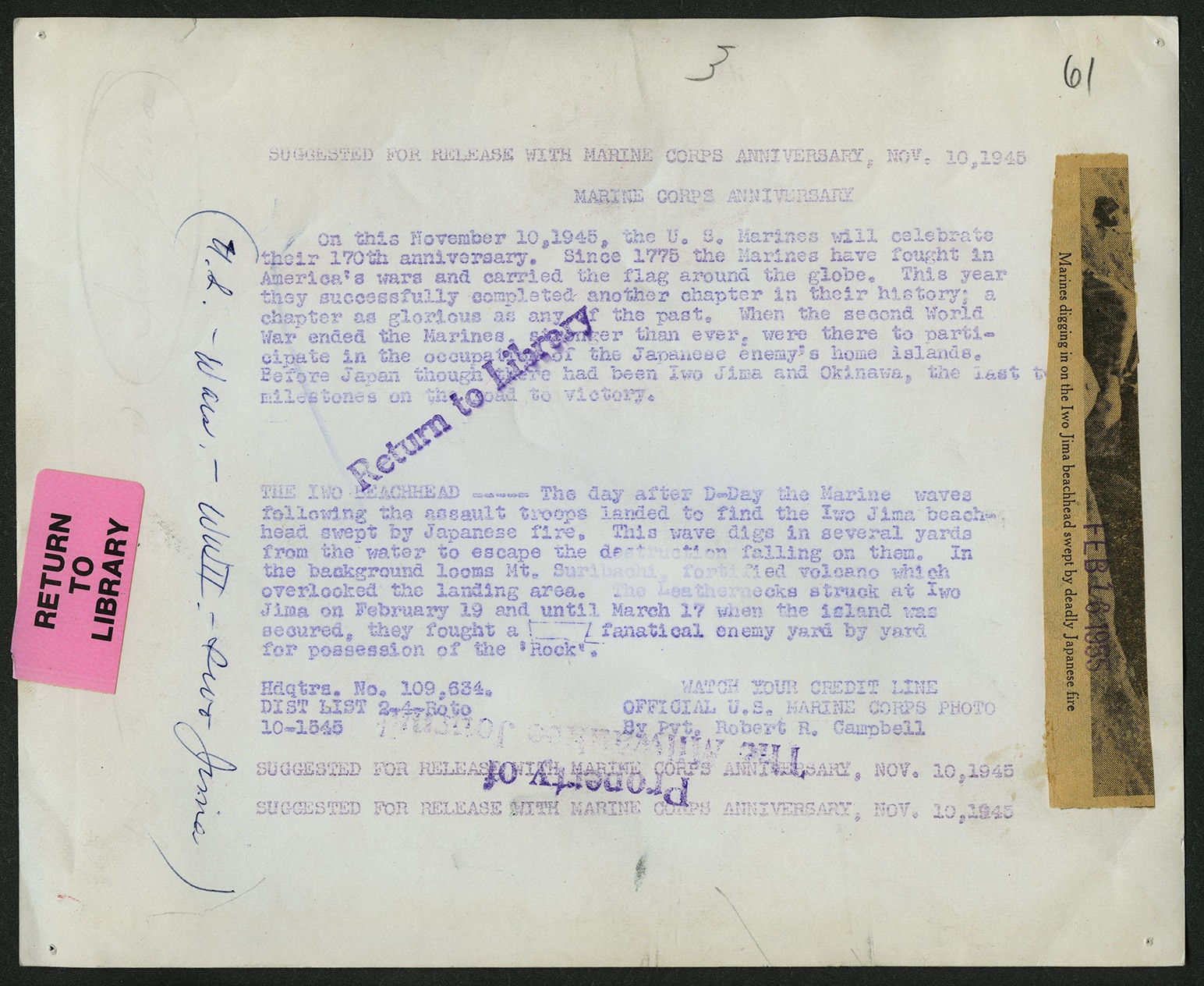 Bob Campbell, “Beachhead of Iwo Jima” - Marines digging in on the Iwo Jima beachhead swept by deadly Japanese fire., 1945