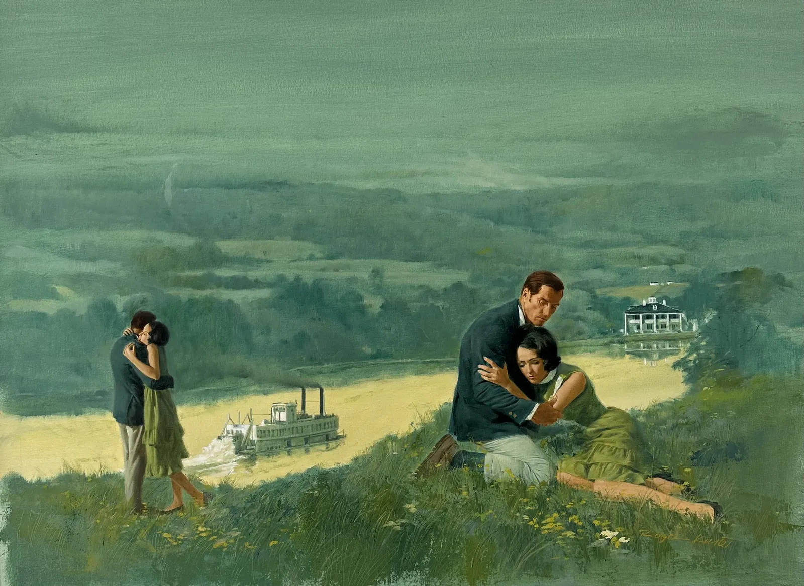 Roger Kastel, Mississippi river couple original romance novel cover