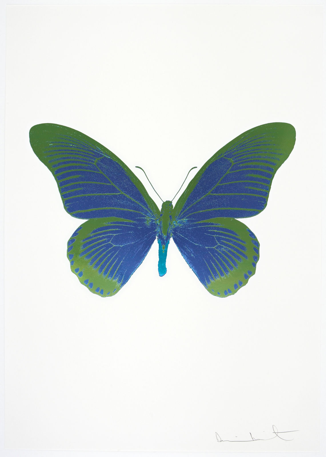 Damien Hirst, The Souls IV - Frost Blue/Leaf Green/Topaz Damien Hirst butterfly foil print for sale Damien Hirst print for sale , 2010