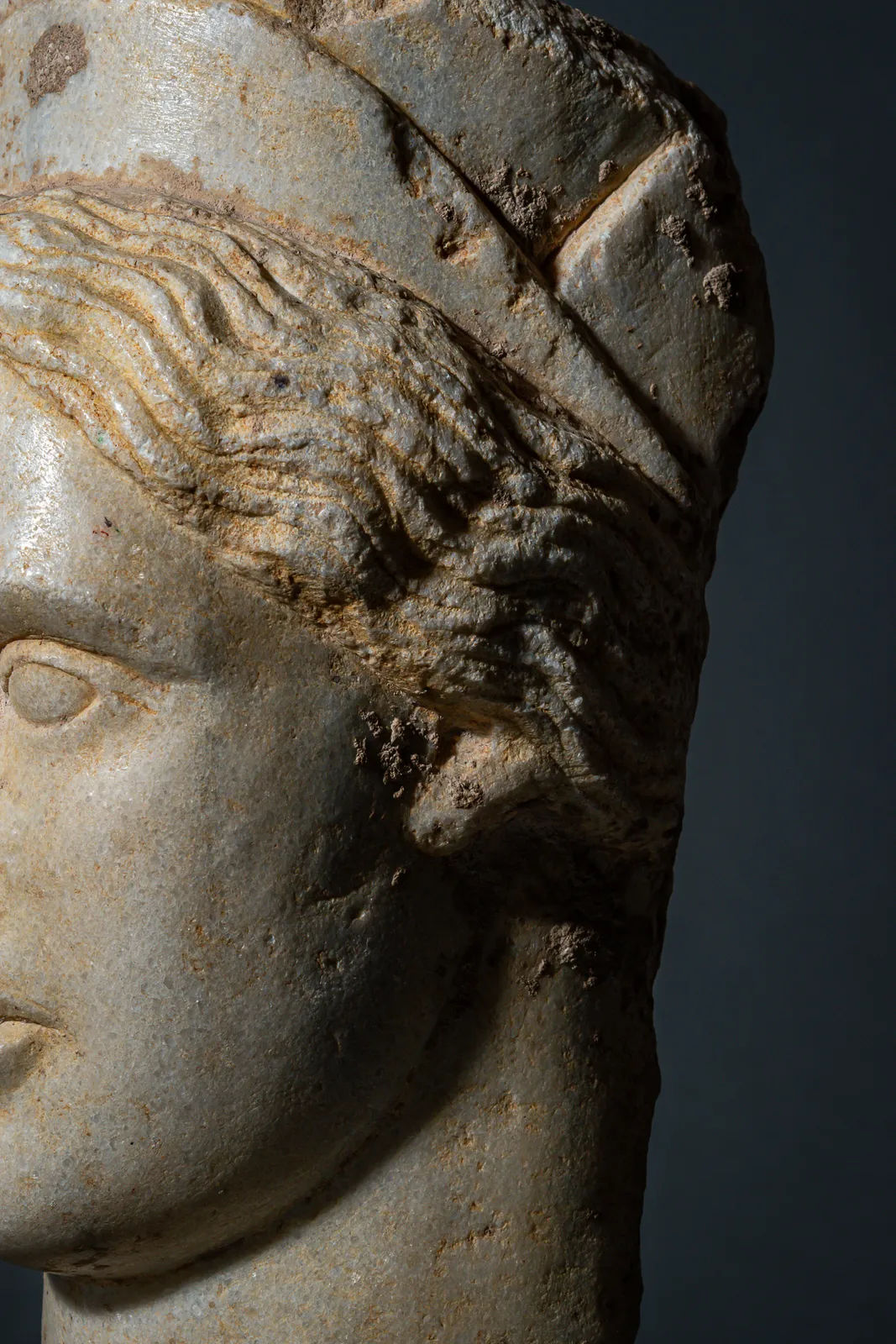 Roman Marble Head of a Caryatid, Circa AD 1 - 100