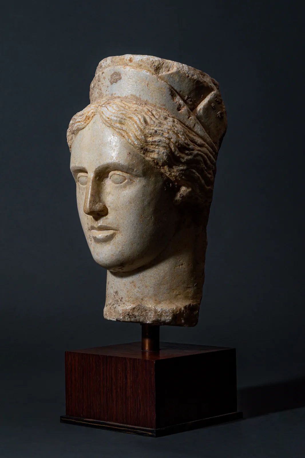 Roman Marble Head of a Caryatid, Circa AD 1 - 100