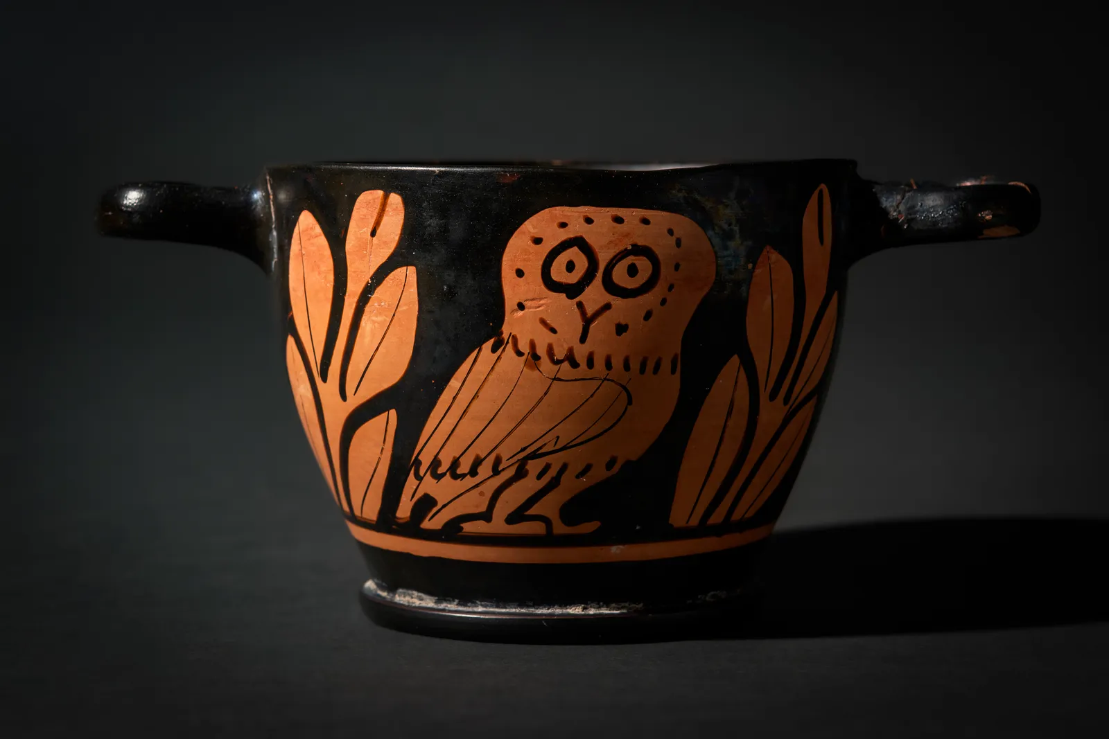 Attic Red Figure Skyphos with Owls, Ca. 450 BC