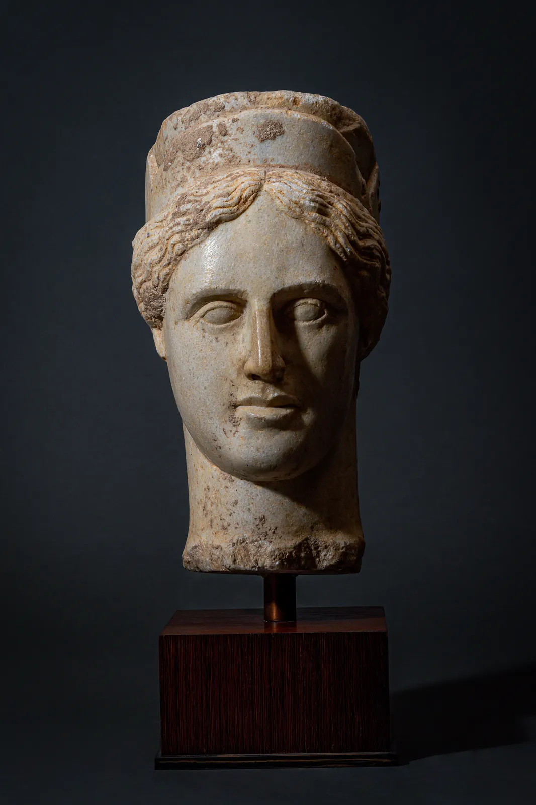 Roman Marble Head of a Caryatid, Circa AD 1 - 100