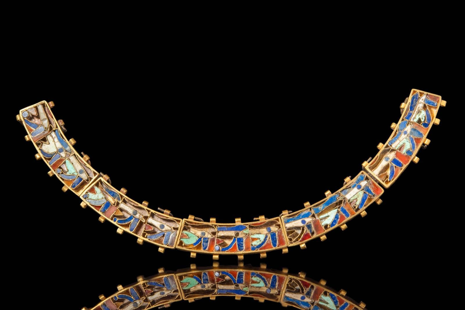 Egyptian Gold Necklace with multi-stone inlay, Ca. 664 - 332 BC.