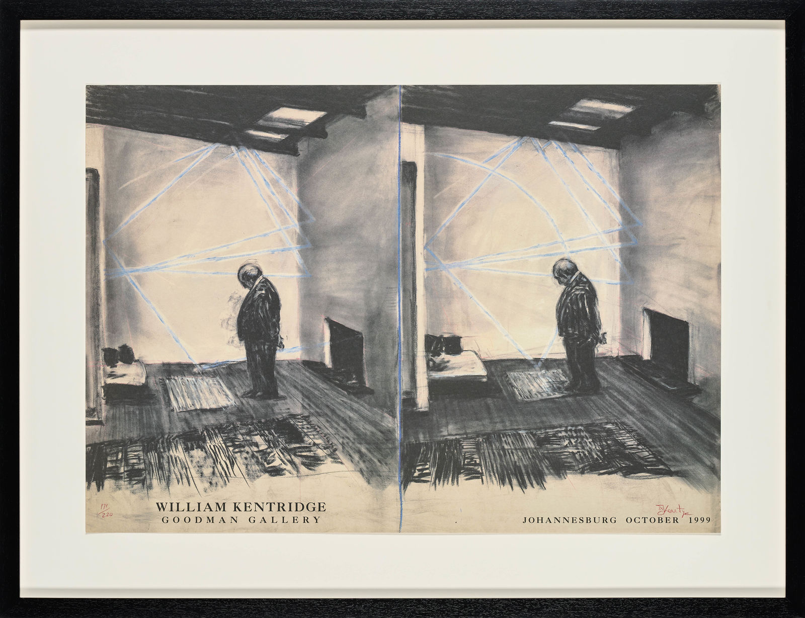 William Kentridge, William Kentridge, Goodman Gallery, Johannesburg, October 1999, exhibition poster [1], 1999