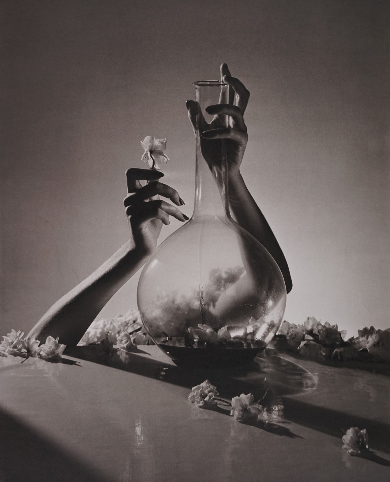 Horst P. Horst, Lisa, Hands with Flask & Flowers, 1941 (Printed Later)