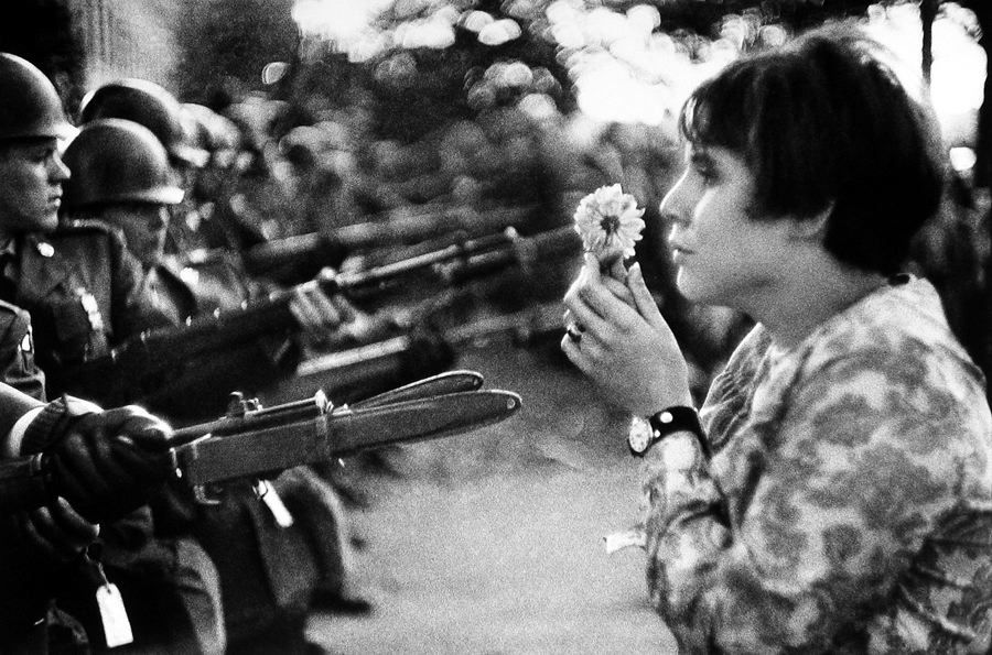 Marc Riboud, Young Girl with Flower in demonstration against the war in Vietnam, Washington, USA, 1967