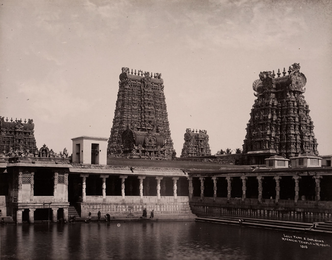 Samuel Bourne, Lilly Lank and Gopurams, Meenachi Temple, Madura, 1869