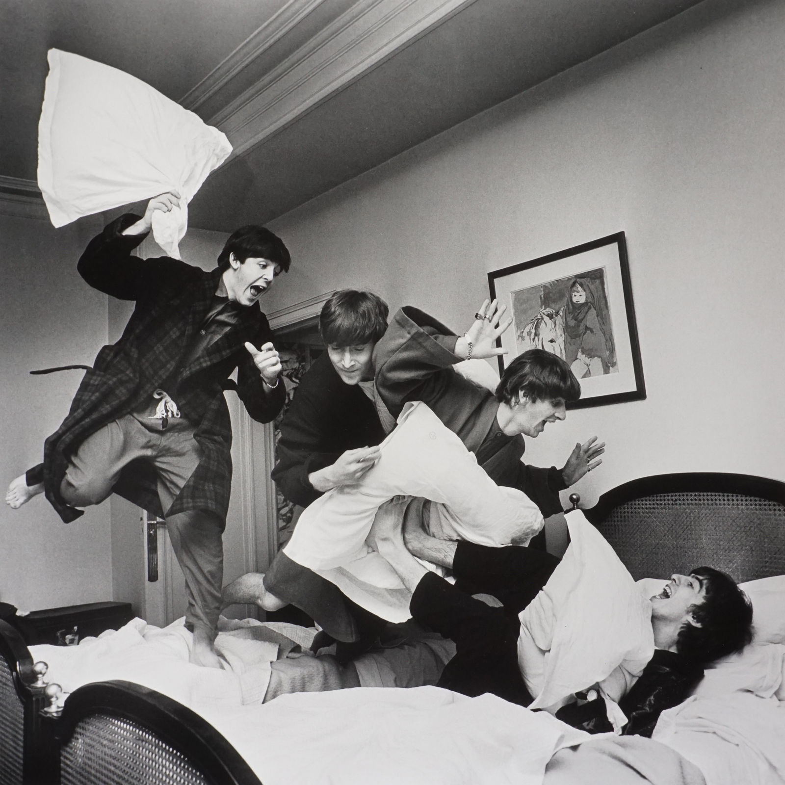 Harry Benson, Beatles Pillow Fight, Paris, 1964