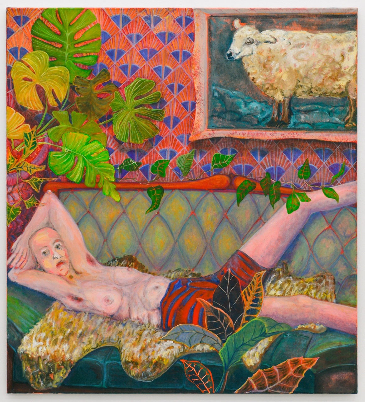 Andriu Deplazes, Körper, Schaf und Kanapee (Body, sheep, and sofa), 2021