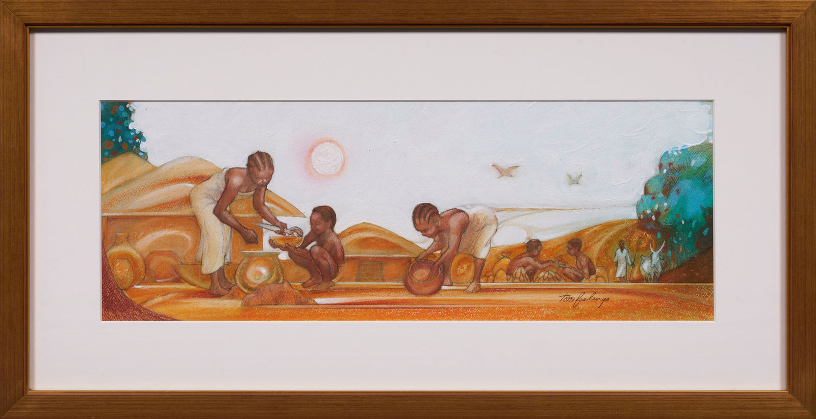 Tom Feelings, Untitled (Village Children), 1975, c.