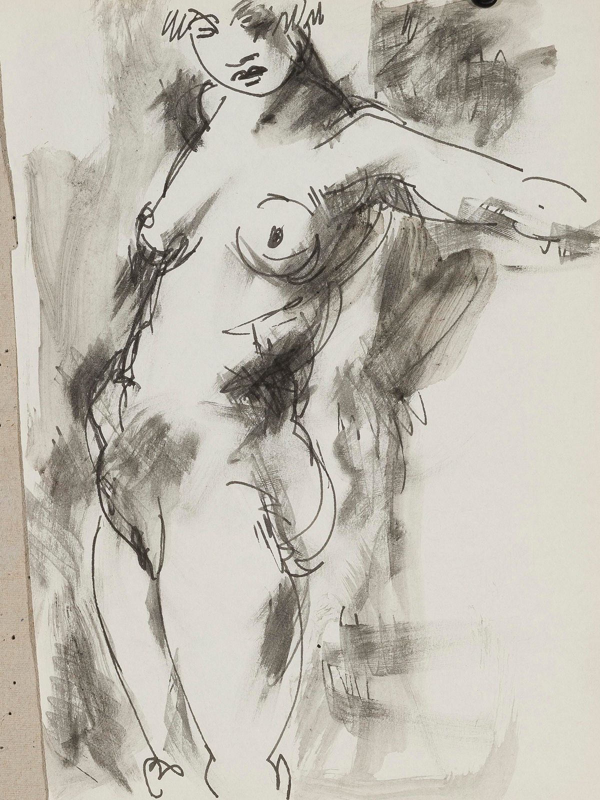 Paul Keene, Paris Sketch #4 - Standing Woman, 1950, c.