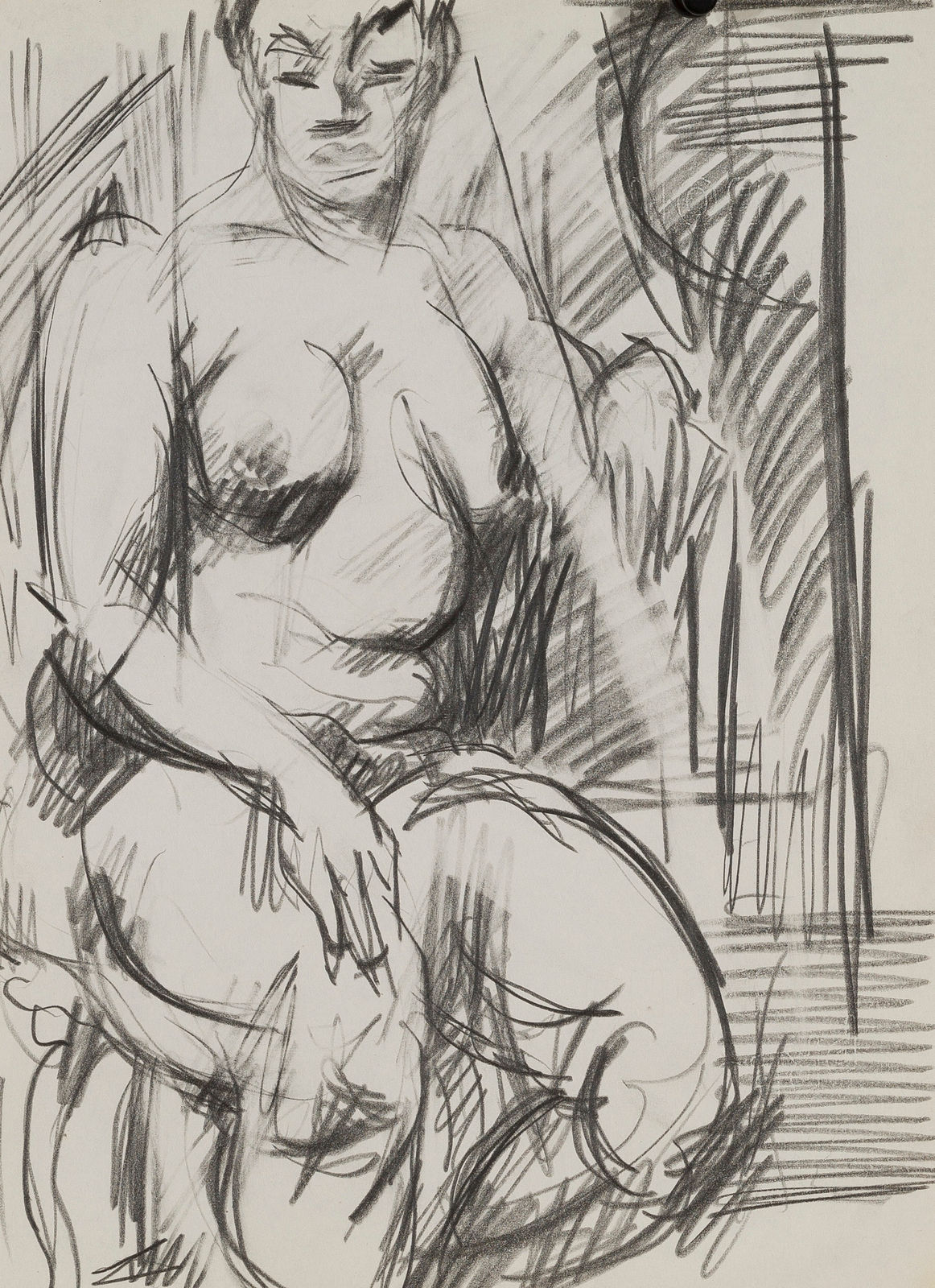 Paul Keene, Paris Sketch #1- Seated Woman on Lap, 1950, c.