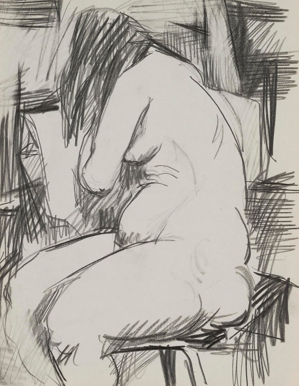 Paul Keene, Paris Sketch #2 - Seated Woman Facing Away, 1950, c.