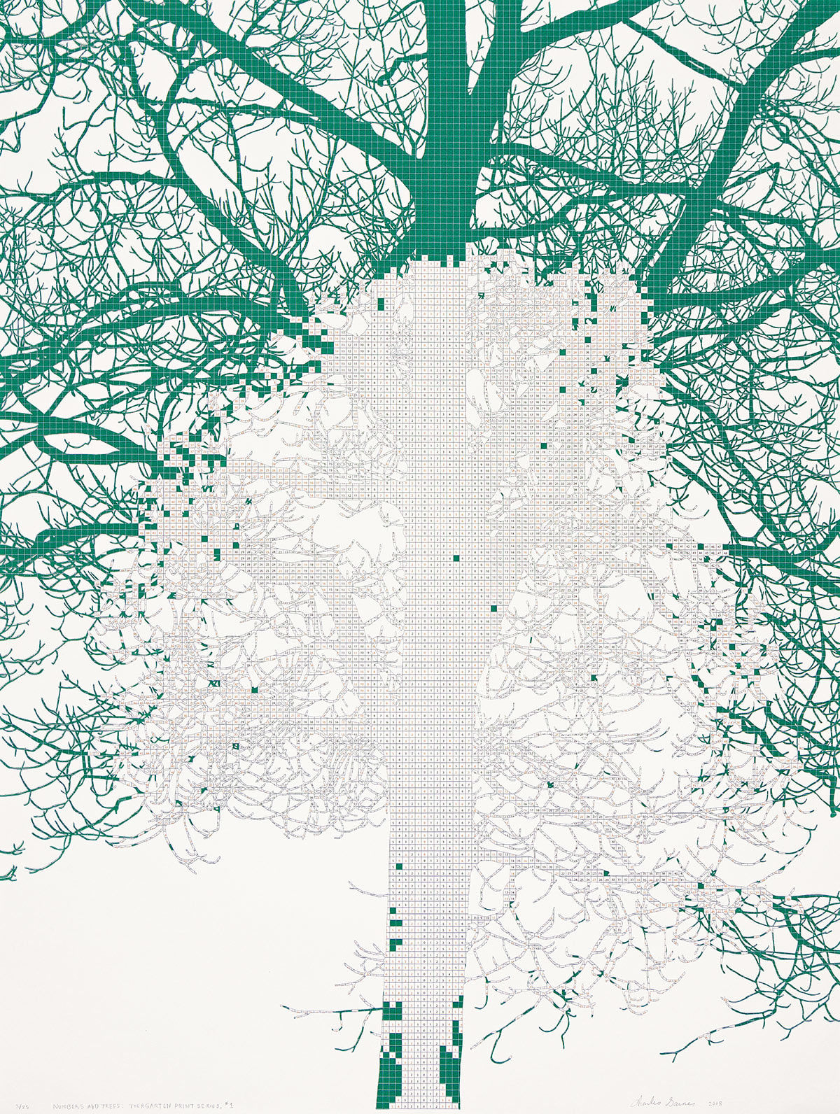 Charles Gaines, Number and Trees: Tiergarten Print Series #1., 2018