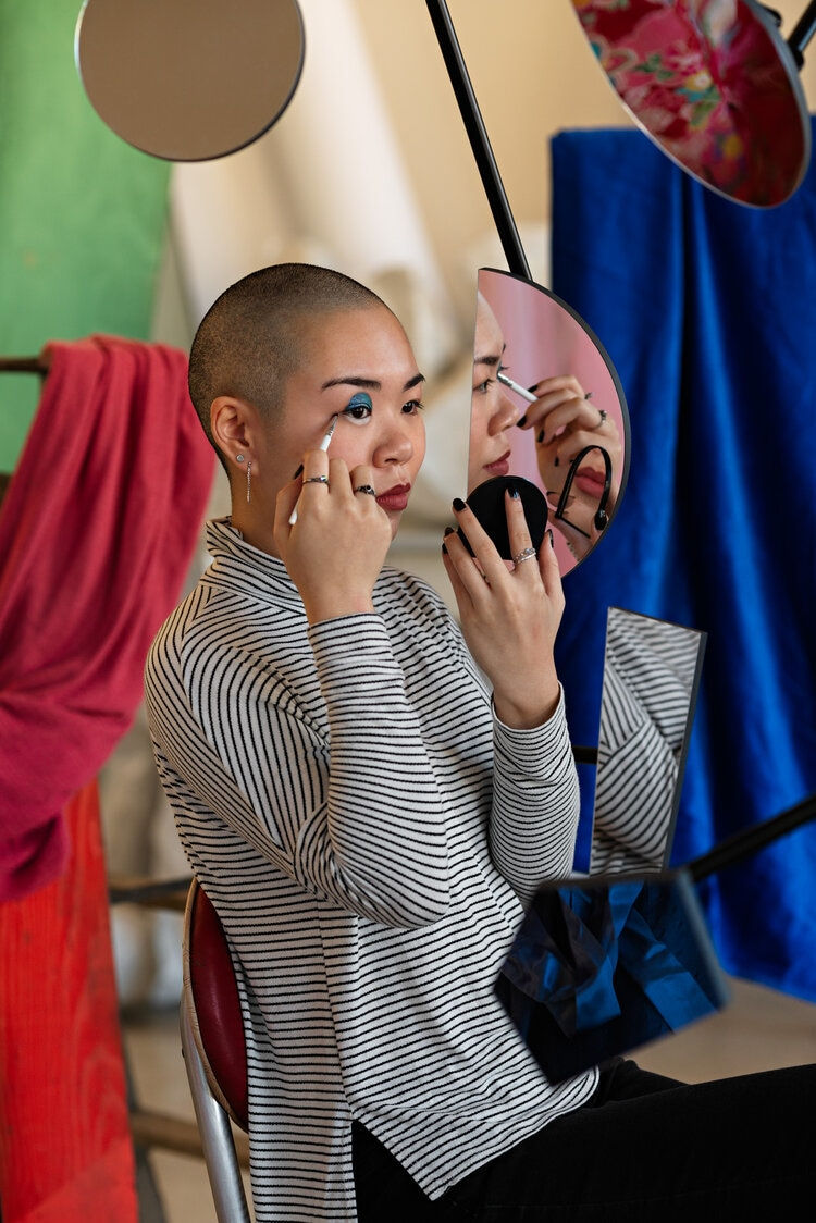 Adad Hannah, Studio Portraits (Woman Applying Makeup), 2021