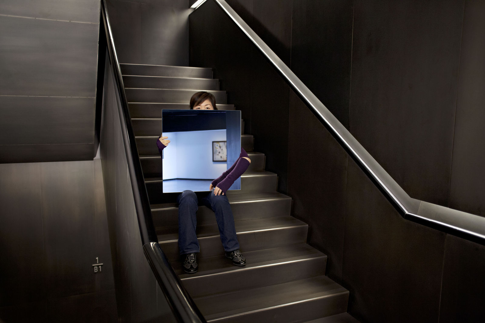 Adad Hannah, Reversing - Woman Sitting on the Stairs, 2010