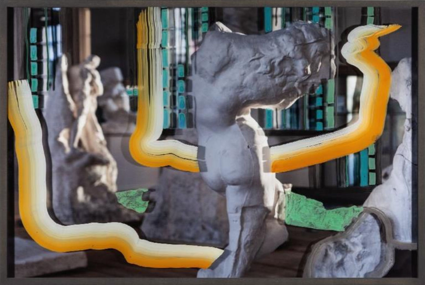 Adad Hannah, Untitled (The Muse and others with green, yellow, and white), 2019