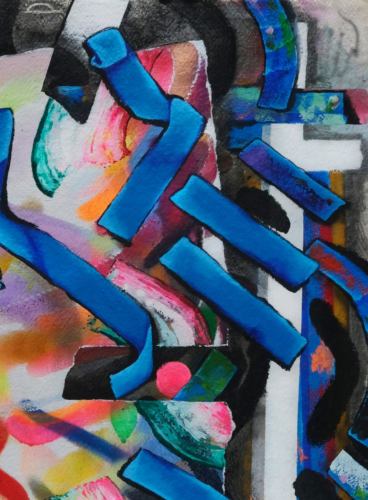 Katy Cowan, Flora turned, drawing, shadows, tape and suggestion of a form, 2024