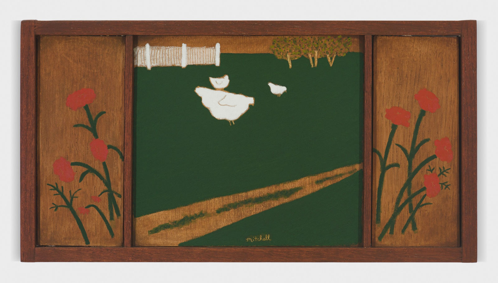 John Joseph Mitchell, Chickens and Marigolds in Spring, 2024