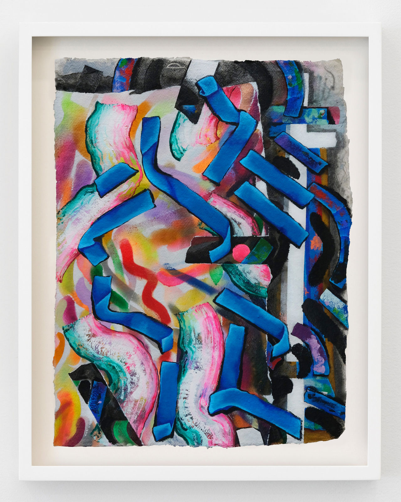 Katy Cowan, Flora turned, drawing, shadows, tape and suggestion of a form, 2024