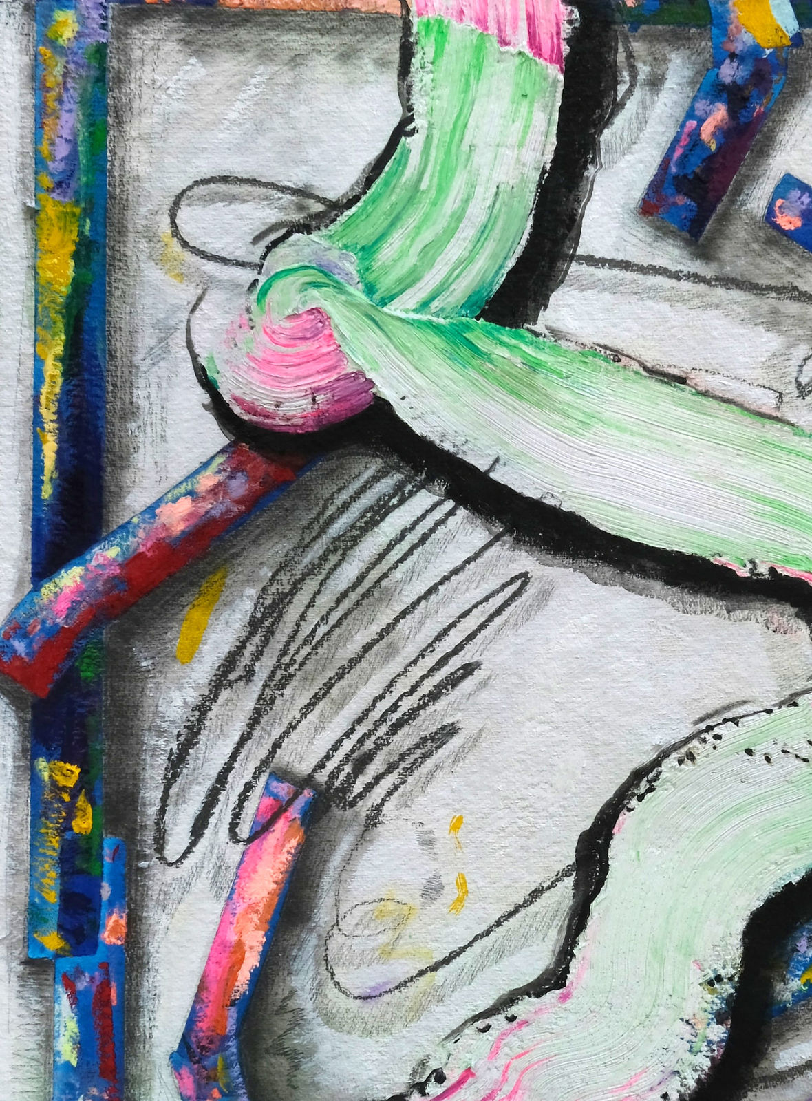 Katy Cowan, Leie resting, sweep of paint, 2024