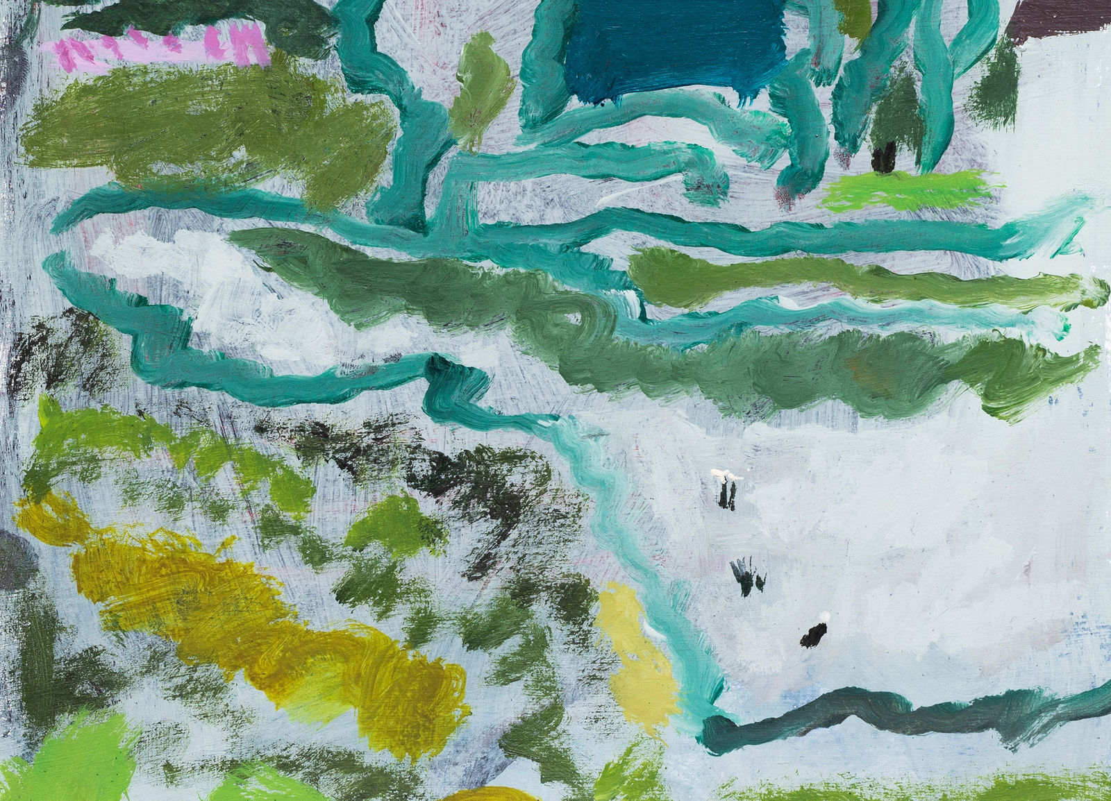 Lisa Sanditz, Red House, Field, Trees, 2023