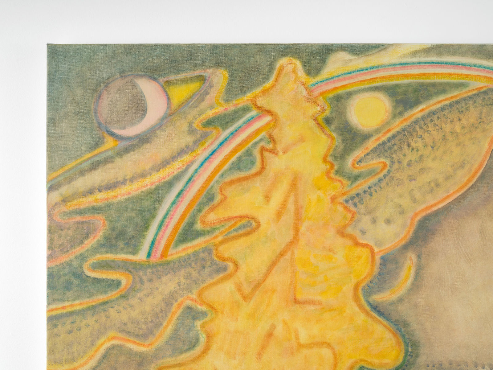 Laurie Nye, Moonrise with Rainbow (Echo Park Lake), 2024