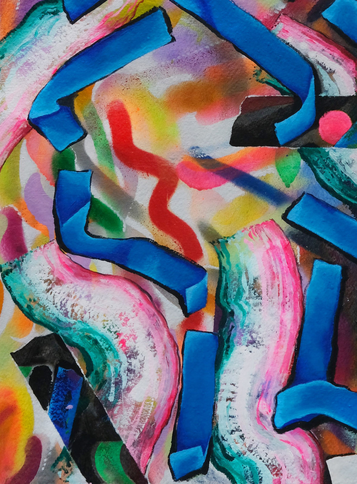 Katy Cowan, Flora turned, drawing, shadows, tape and suggestion of a form, 2024