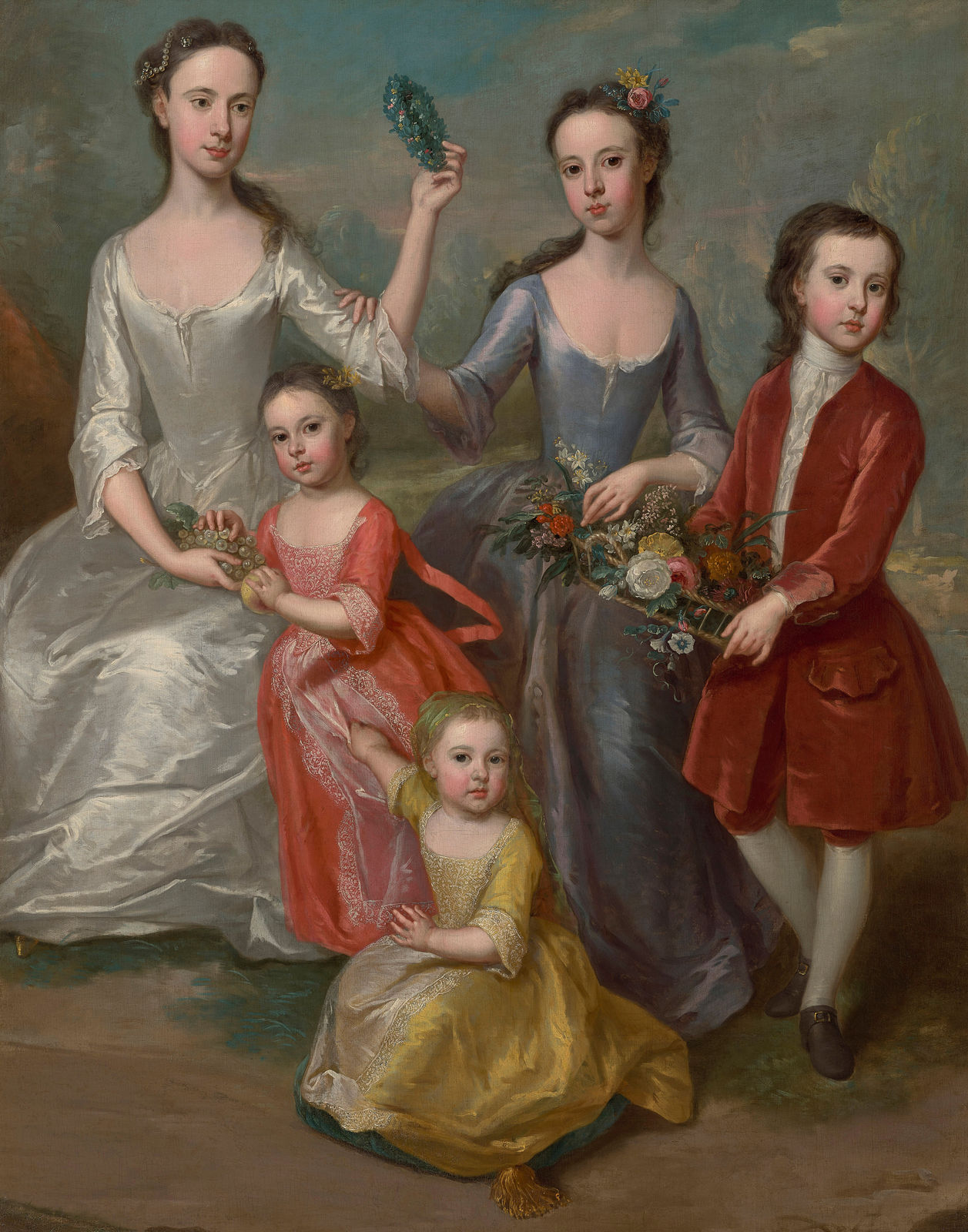 William Aikman, A Group Portrait of Four Girls and a Boy in a Landscape, c. 1720