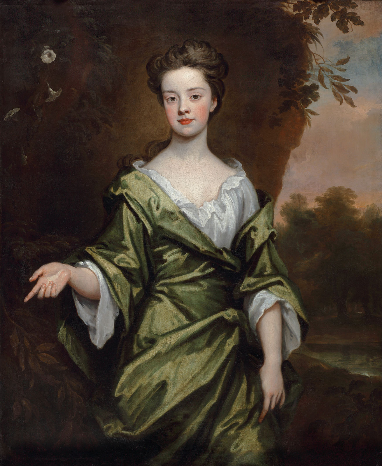 godfrey kneller, portrait of a lady in green