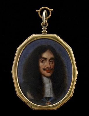 Attributed to Franciszek Smiadecki, Charles II full face in black doublet and lace cravat wearing the sash and Order of the Garter, 1660s