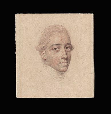 John Smart, Portrait drawing of an unknown Gentleman, wearing stock, his wig pink-powdered