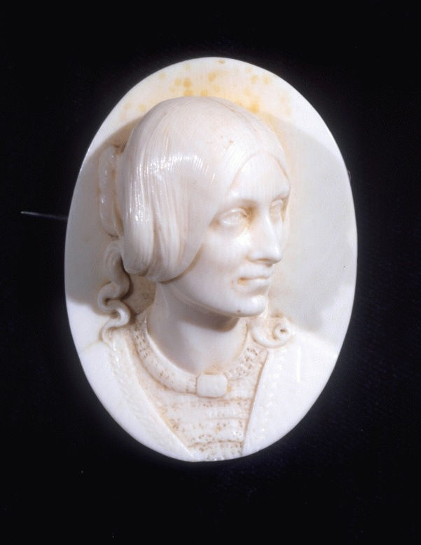 Jacques-Pierre-Theodore Blard, Ivory Relief of Mrs Elizabeth Cleghorn Gaskell (1810-65), c. 1865