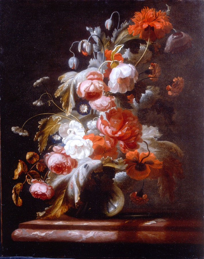 Simon Verelst, Still-life of flowers in a glass vase, 1680s