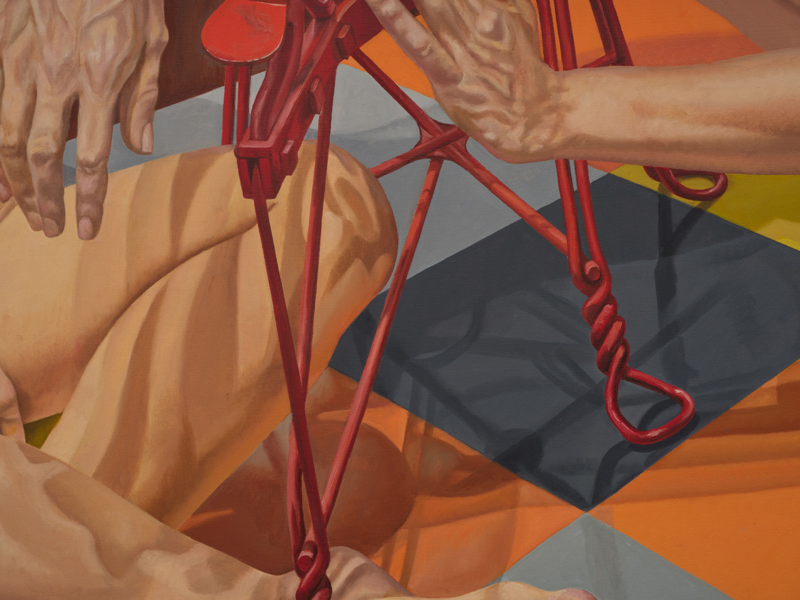 Philip Pearlstein, Male and Female Models with Shoeshine Stool, 1985