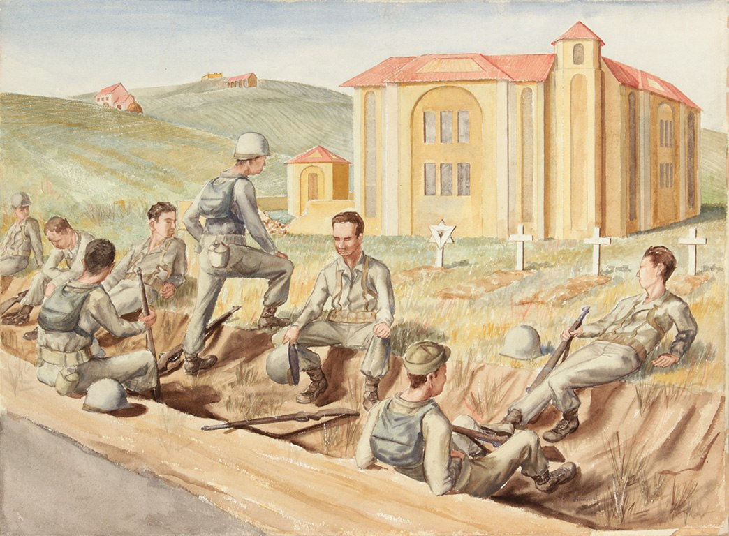 Philip Pearlstein, Resting Near Rome (Cemetary), 1945