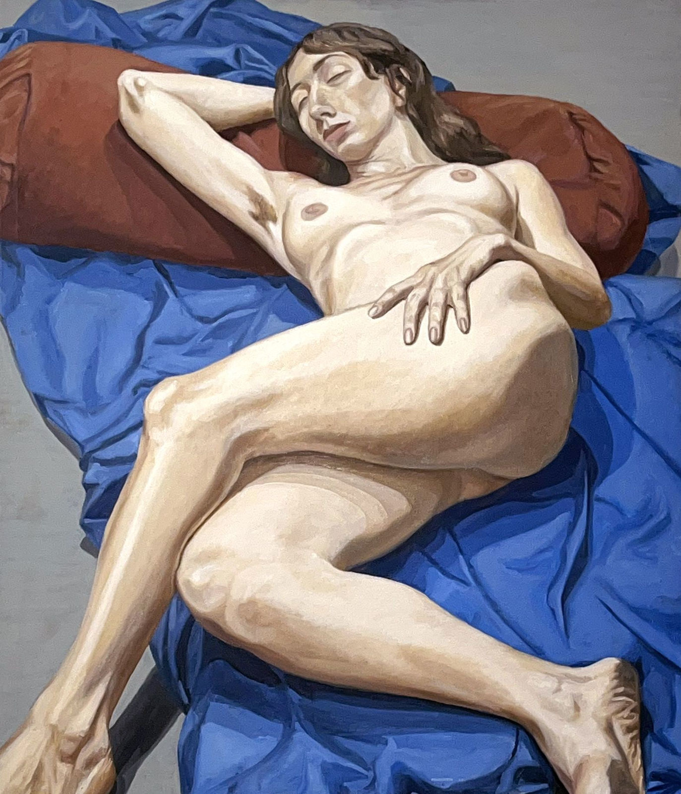 Philip Pearlstein, Nude on Blue Drape, 1964