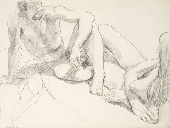 Philip Pearlstein, Male and Female Models Facing, 1964