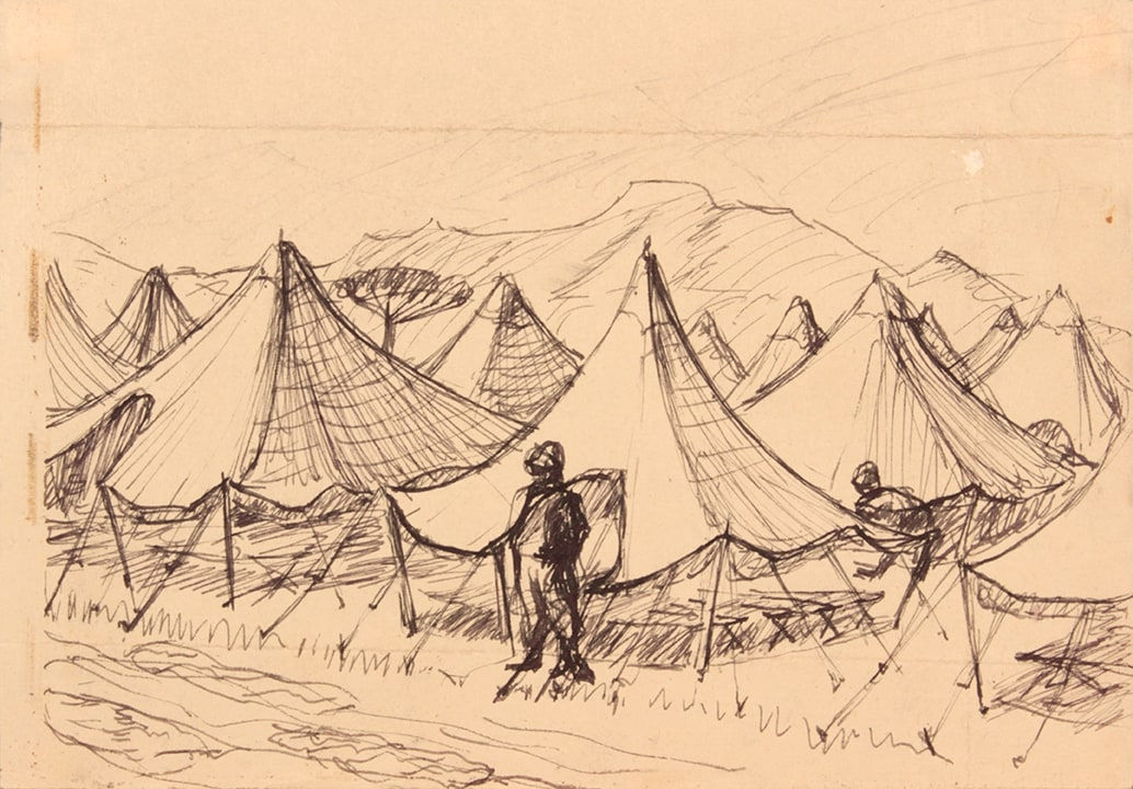 Philip Pearlstein, Caserta, Italy VII (Tents), 1944